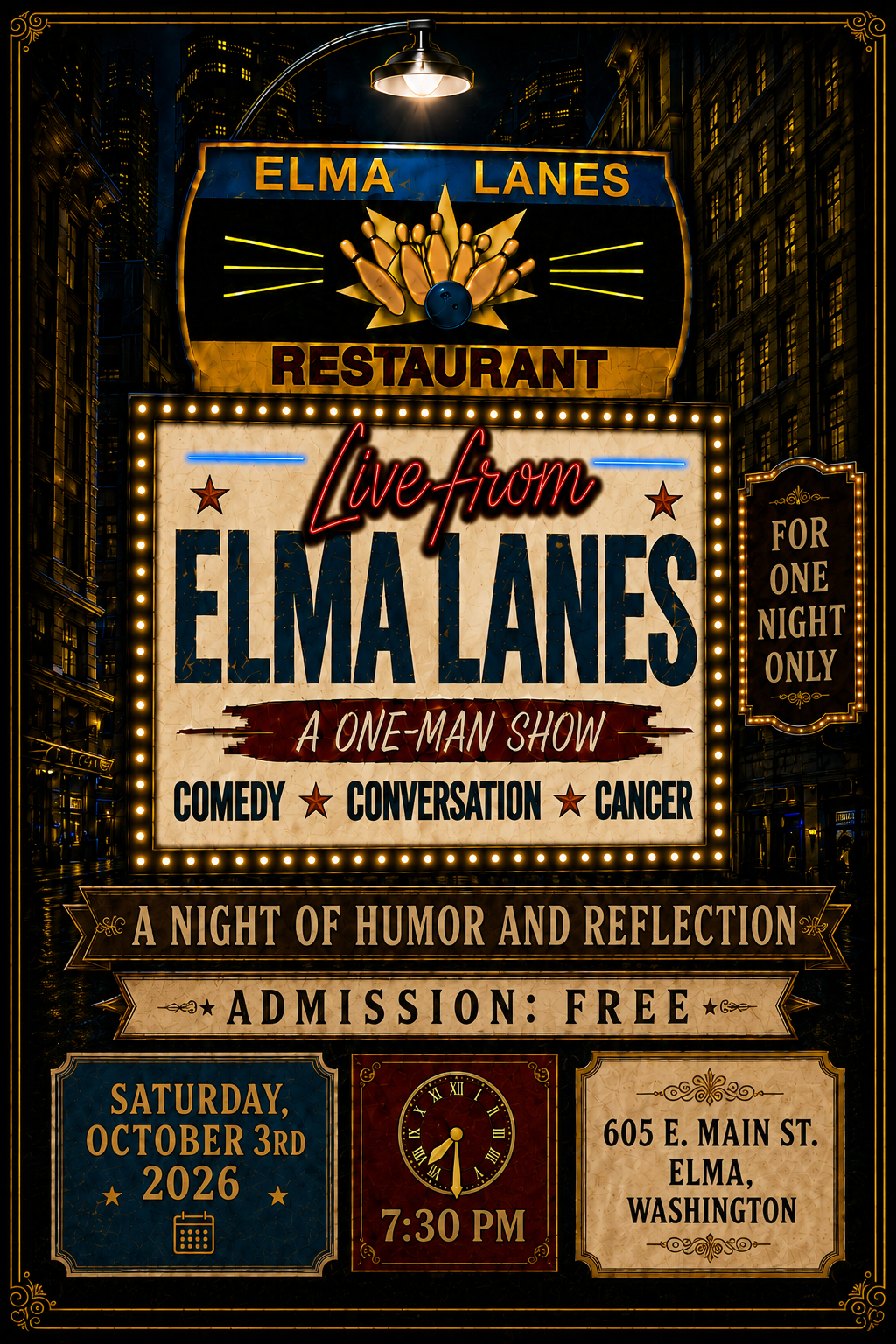 Live from Elma Lanes event poster